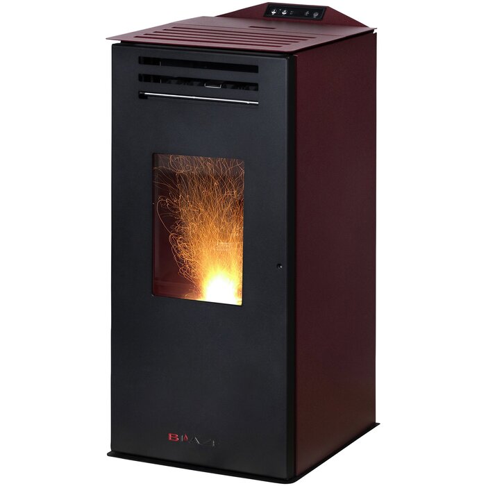 BLAZE Pelletöfen ANNA, 6,33 kw, WiFi-fähig – schwarz/bordeauxrot