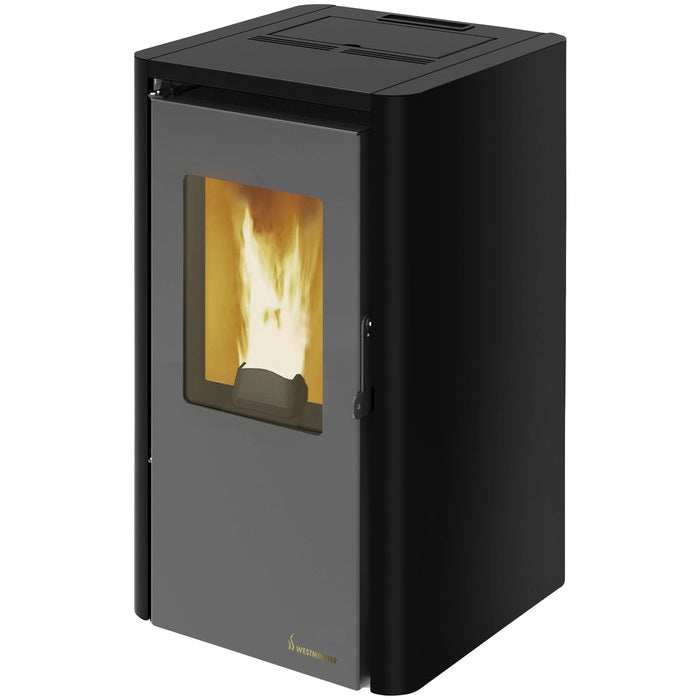 WESTMINSTER Pelletöfen Westminster, max. 5,8 kW/290 m³, 1-Punkt-Verriegelung – Grau